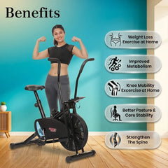 Exercise Cycle Air Bike for Home Knee Mobility Fitness Bike Weight Loss Workout for Full Body Max User Weight 110KG Easy Installation JSB HF175