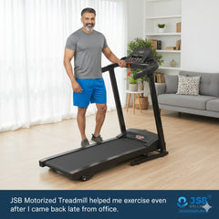 Motorized Fitness Treadmill for Weight Loss | Running Area : 43" X 15.5" | Manual Incline | Max User Weight 110 KG | 2.5 HP Peak Foldable Space Saving JSB HF38