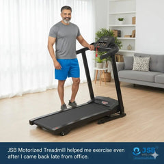 Motorized Fitness Treadmill for Weight Loss | Running Area : 43" X 15.5" | Manual Incline | Max User Weight 110 KG | 2.5 HP Peak Foldable Space Saving JSB HF38