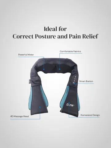 Neck and Shoulder Massager - Shiatsu Massage Roller With Soothing Heat - Home, Office & Car Use - 3D Kneading JSB HF71