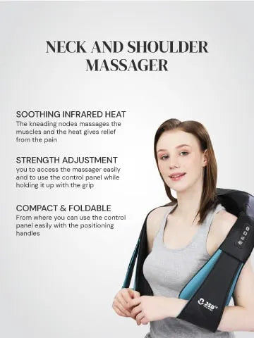 Neck and Shoulder Massager - Shiatsu Massage Roller With Soothing Heat - Home, Office & Car Use - 3D Kneading JSB HF71