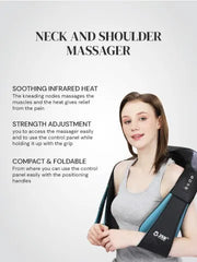 Neck and Shoulder Massager - Shiatsu Massage Roller With Soothing Heat - Home, Office & Car Use - 3D Kneading JSB HF71
