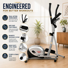 Home Workout with Cross Trainer Elliptical Bike Heavy Duty Orbitrac Air Fitness Cycle JSB HF151