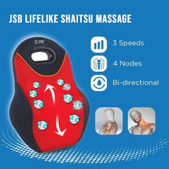 Back Massager Machine for Car Seat & Office Chair Wireless Rechargeable with Kneading, Tapping & Heat Massage JSB HF74