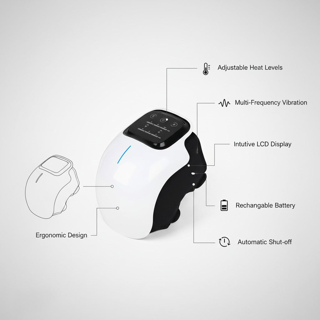 Knee Massager Machine Wireless Joint Pain Relief Device for Knee, Shoulder, Elbow & Ankle With Vibration, Magnetic & Heat JSB HF124