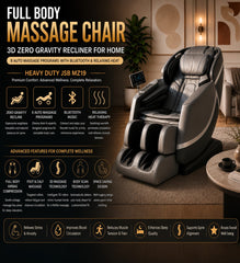 Full Body Massage Chair 3D Zero Gravity Recliner For Home - 8 Auto Massage Programs With Bluetooth & Relaxing Heat - Heavy Duty JSB MZ19