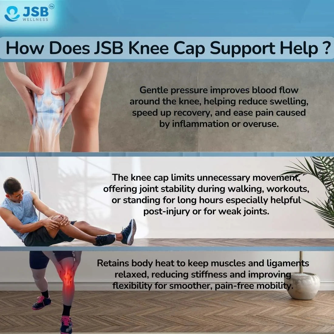 Knee Cap for Pain Relief Support Sleeve Stretchable for Sports Running Cycling Gym Workout (Pair) JSB BS61