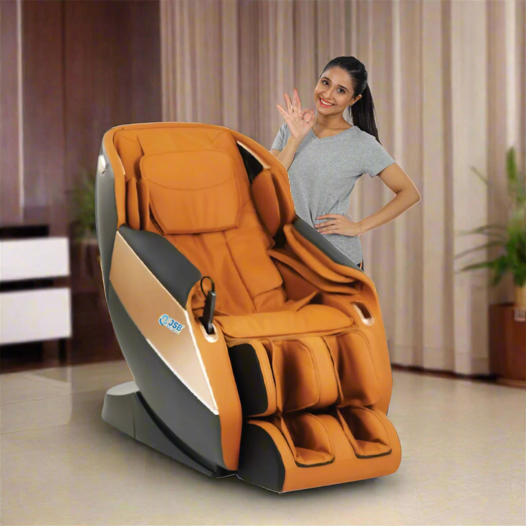 Full Body Massage Chair 3D Zero Gravity Recliner JSB MZ 19 (Orange Black)