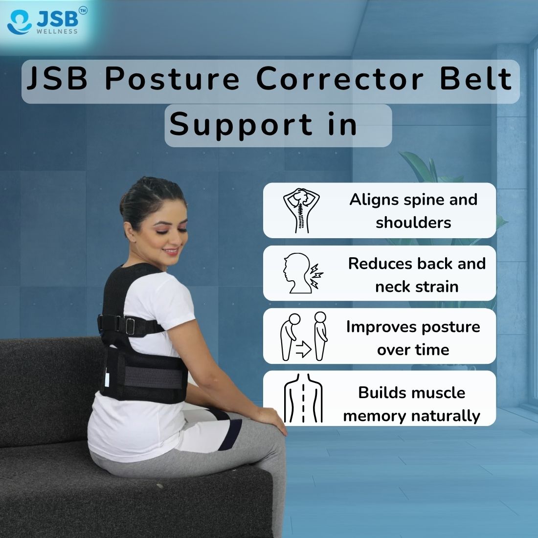 Posture Corrector Belt for Men & Women Lightweight Daily Use Back Shoulder Support Brace JSB BS63