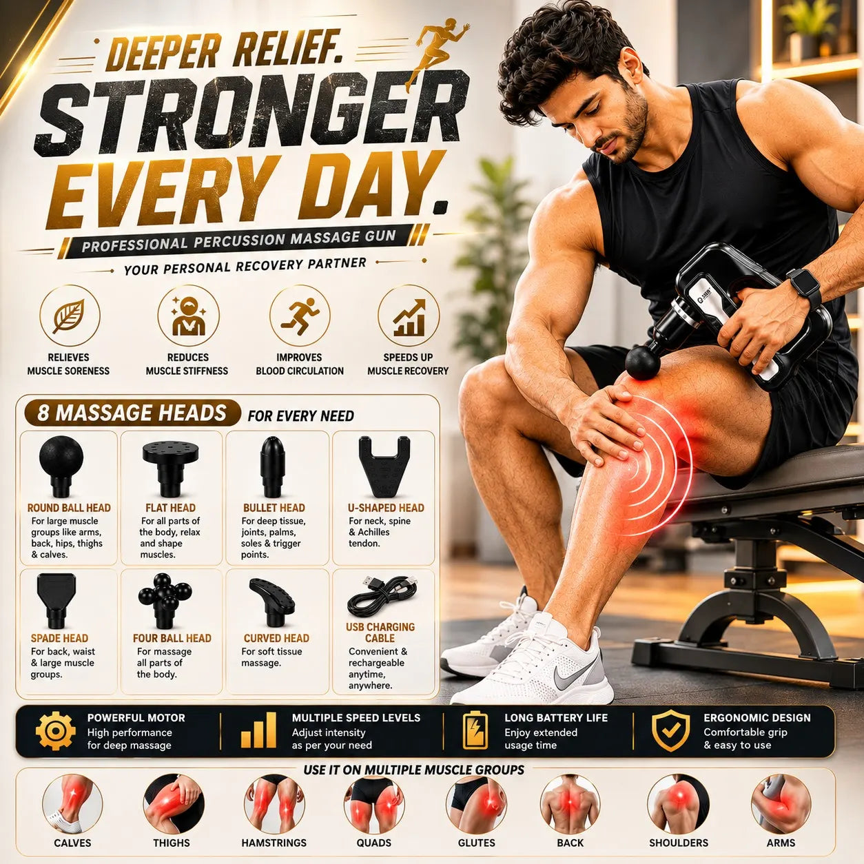 Recovery Massage Gun for Gym JSB HF114 Pro