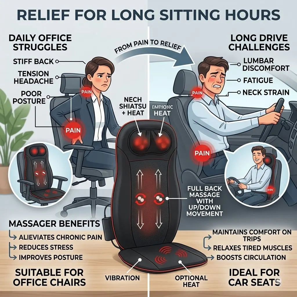 Relief from Long Sitting Hours with JSB Back and Neck Massager