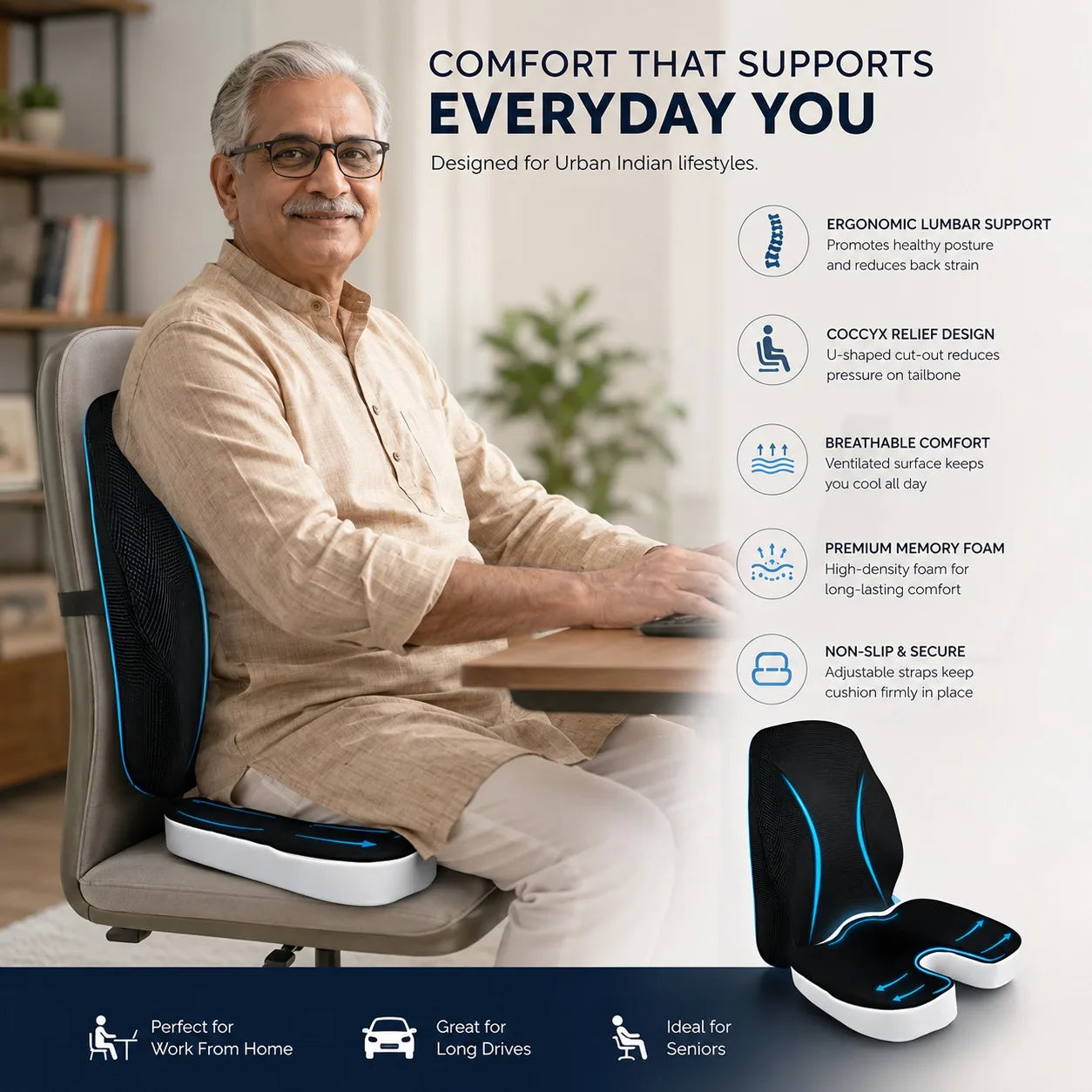 Spine Support Pillow Combo for Elderly