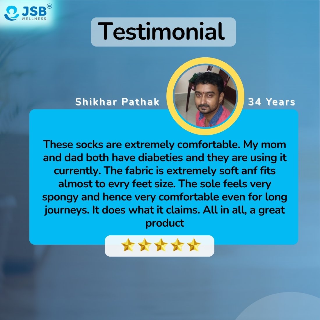 Testimonial for Diabetic Socks with Gel Padding JSB BS60