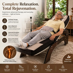 Elderly man using JSB HF50 Pro jade massage bed for back pain relief and full body therapy