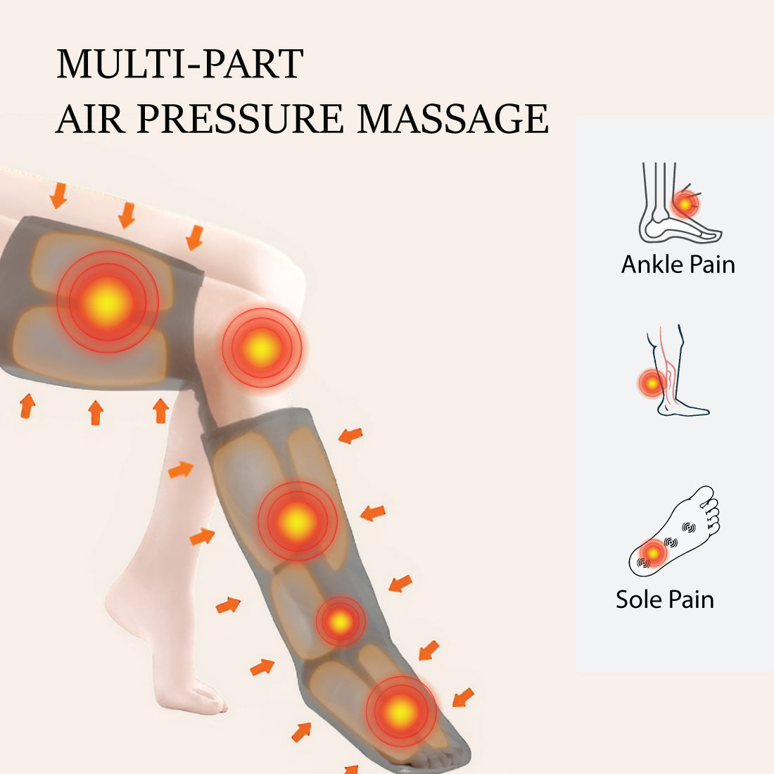 Air Compression Massager Machine with Heat JSB HF166 for foot ankle and calf