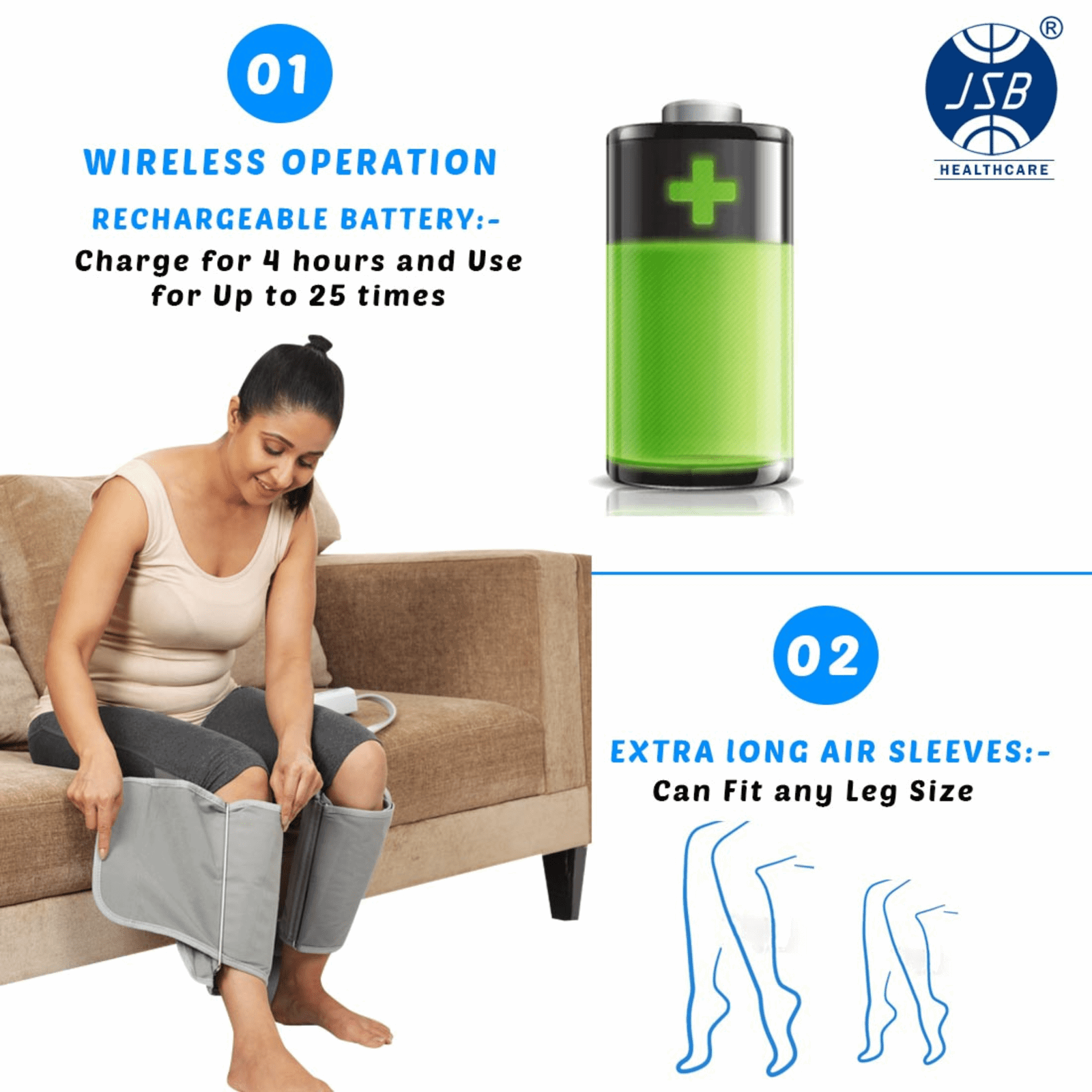 wireless air compression leg massager