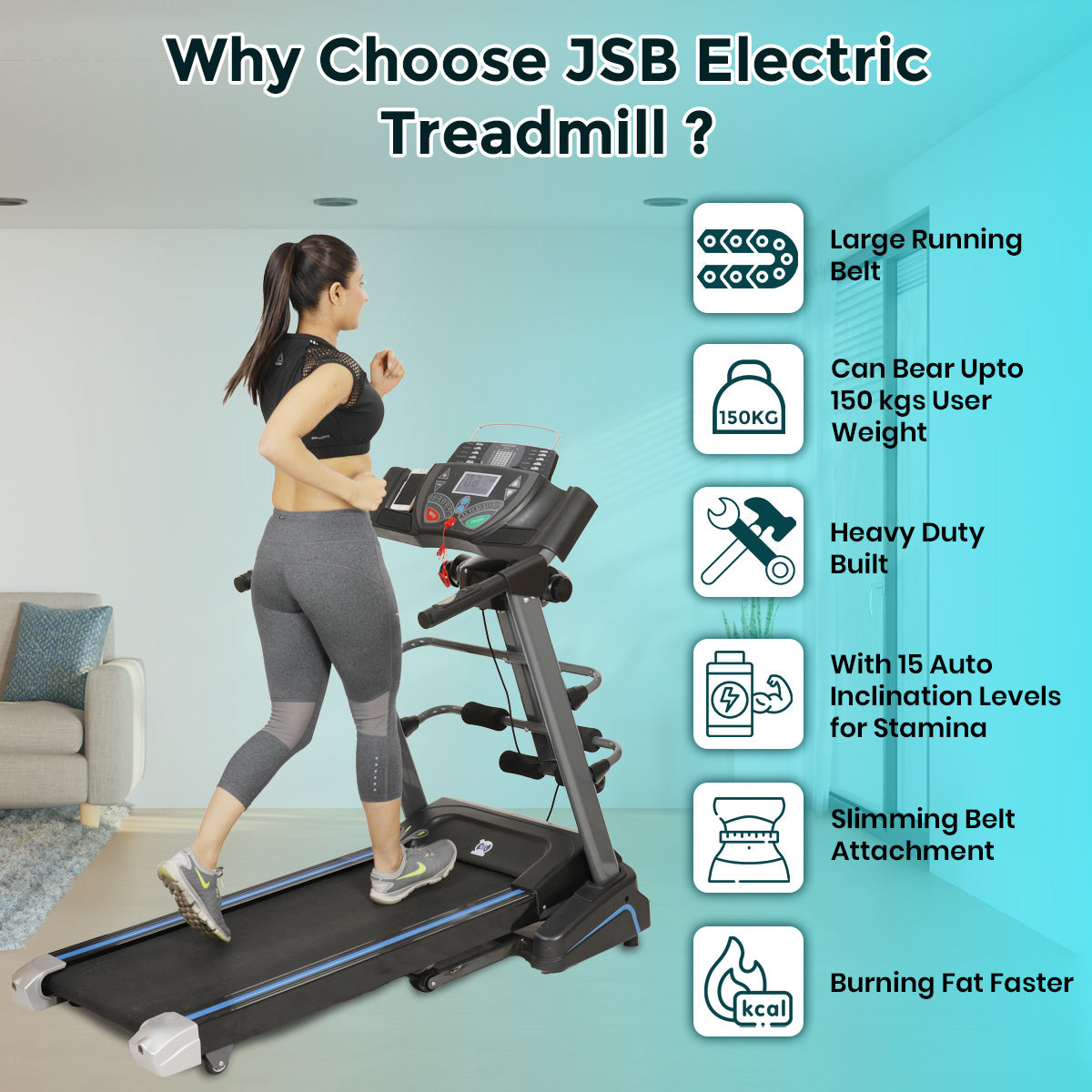 Weight Loss with Electric Treadmill with Slimming Belt JSB HF39