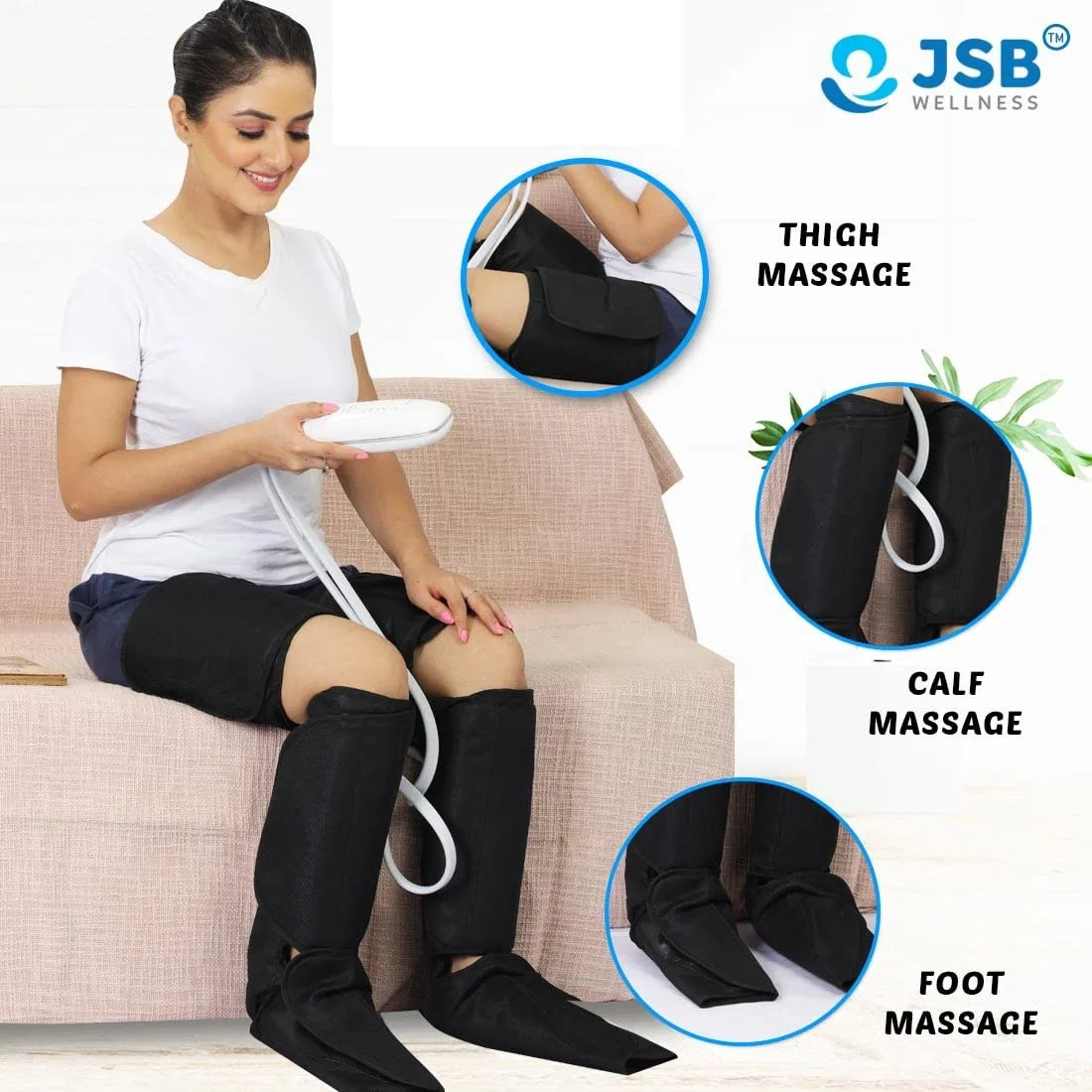 Air compression massager machine with heat for foot, calf, thighs & arms pain relief