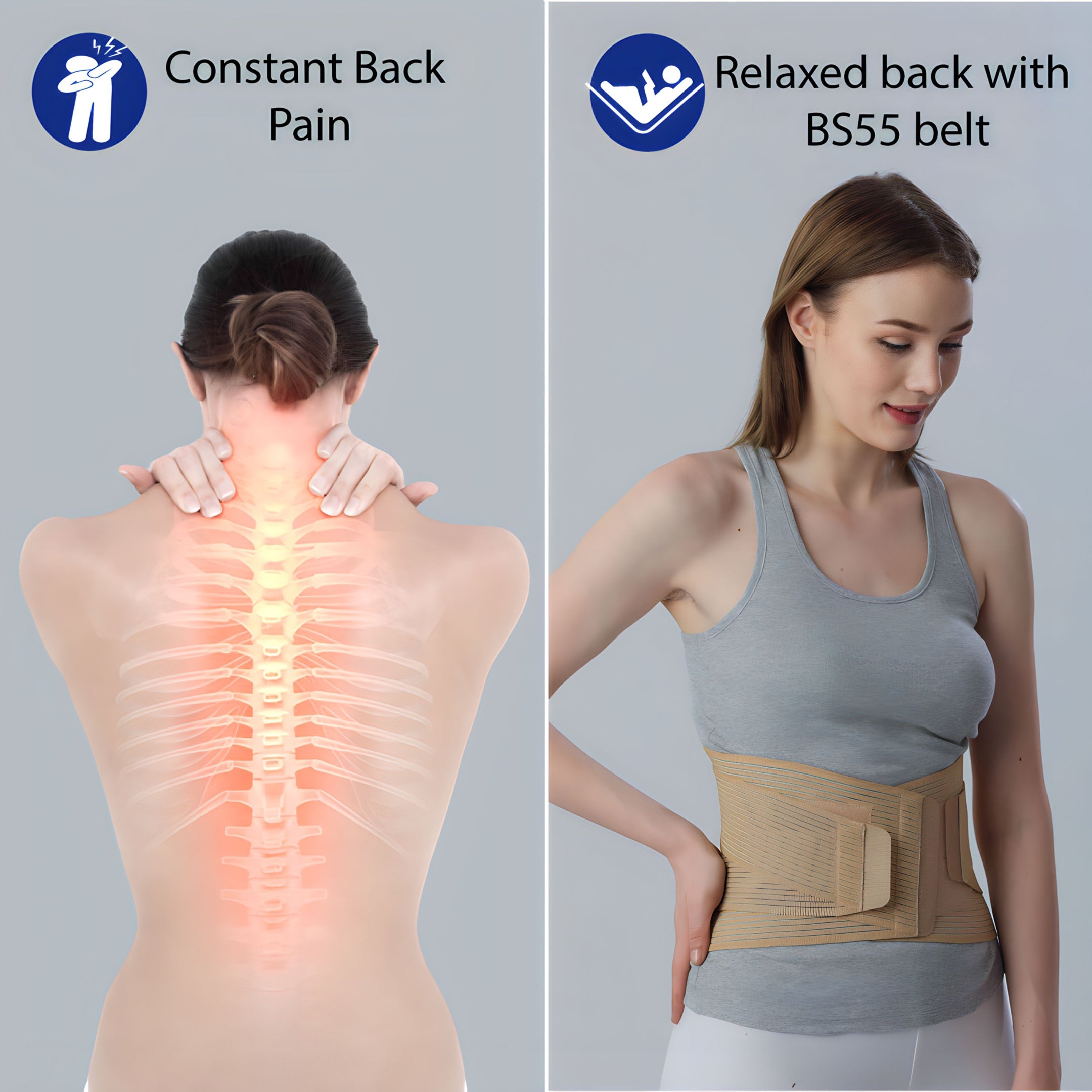 Lumbosacral Corset, Disc Alignment, Spine Posture, Adjustable Front, Tall