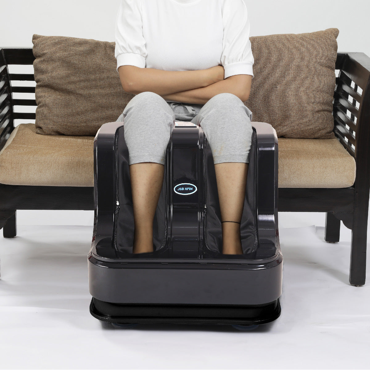 Leg Massage Machine for Foot, Ankle & Calf with Kneading, Soothing Warmth & Reflexology Rollers JSB HF04 Pro
