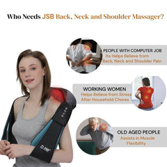 JSB Cervical and Neck Pain Relief Massager Combo with Powerful Vibration, Heat & Kneading Massage