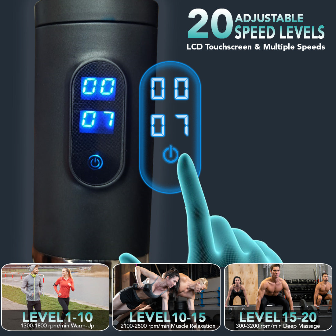 Massage Gun Gym Pain Relief with Touch Display Screen
