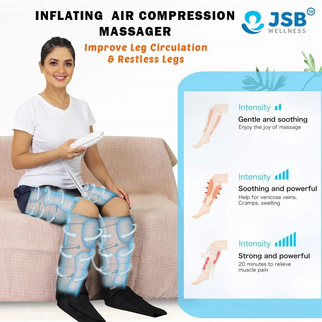 Inflating air compression massager