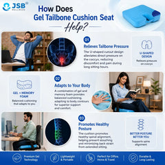 Gel Tailbone Cushion Seat Coccyx Cushion Support for Chair & Car Seat JSB BS20 (Blue)