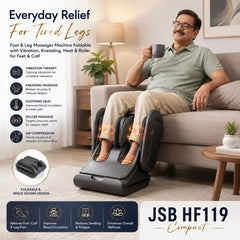 Foot and Leg Massager Machine Foldable with Vibration, Kneading, Heat & Roller for Feet Calf JSB HF119 Compact