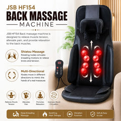 Neck and Back Massager with Shiatsu 3D Neck Massage, Heat with Remote Control for Back Pain Relief JSB HF154