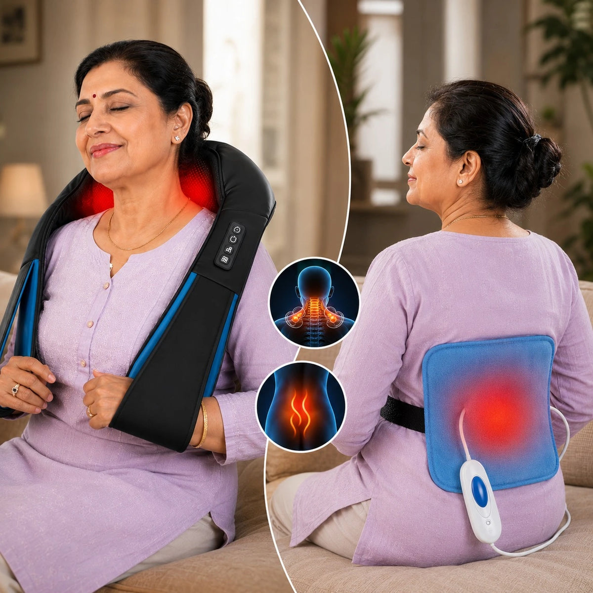 Neck Heating Pad Massager JSB HF71 with Heating Pad JSB H04 combo