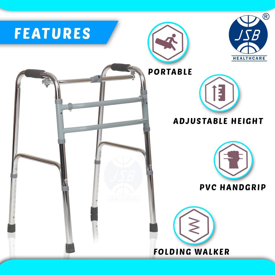 patient folding walker heigh adjustable jsb w12